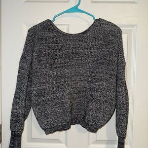 SHEIN Marled Gray & Black Scoop Neck Sweater